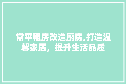 常平租房改造厨房,打造温馨家居，提升生活品质