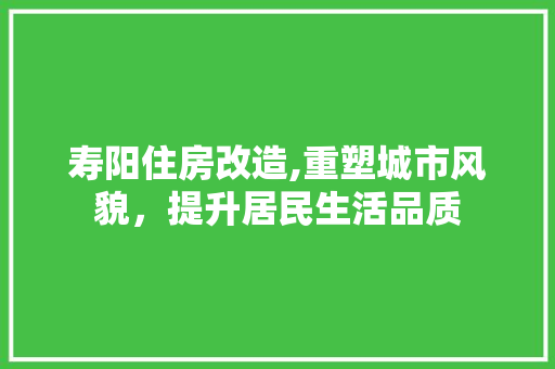 寿阳住房改造,重塑城市风貌，提升居民生活品质