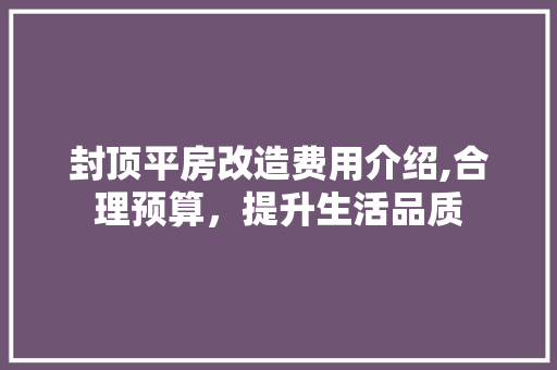 封顶平房改造费用介绍,合理预算，提升生活品质