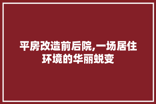 平房改造前后院,一场居住环境的华丽蜕变
