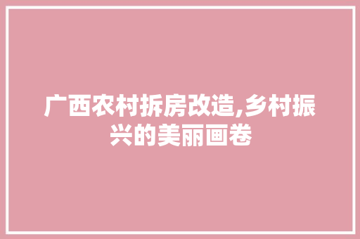 广西农村拆房改造,乡村振兴的美丽画卷