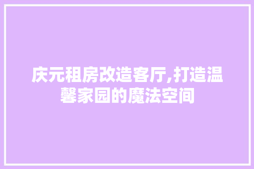 庆元租房改造客厅,打造温馨家园的魔法空间