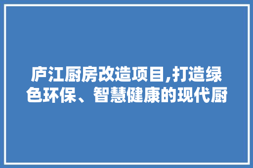 庐江厨房改造项目,打造绿色环保、智慧健康的现代厨房典范