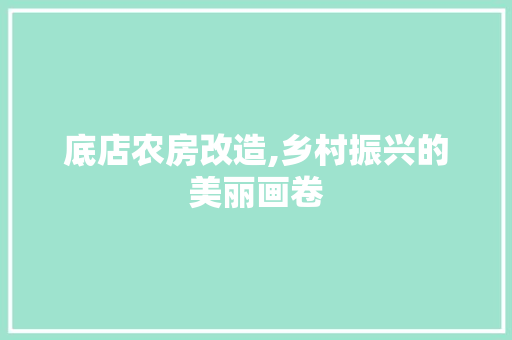 底店农房改造,乡村振兴的美丽画卷