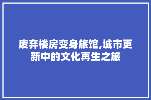 废弃楼房变身旅馆,城市更新中的文化再生之旅