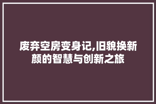 废弃空房变身记,旧貌换新颜的智慧与创新之旅