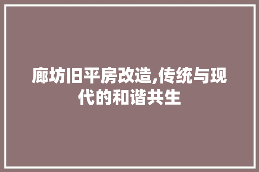 廊坊旧平房改造,传统与现代的和谐共生