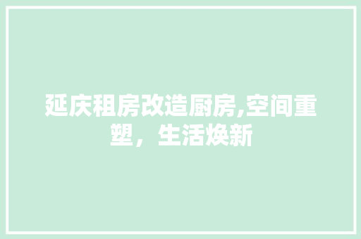 延庆租房改造厨房,空间重塑，生活焕新
