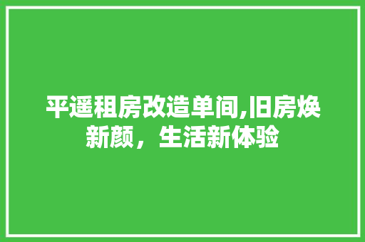 平遥租房改造单间,旧房焕新颜，生活新体验