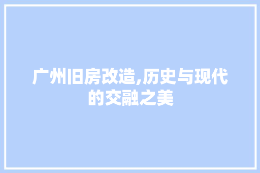 广州旧房改造,历史与现代的交融之美