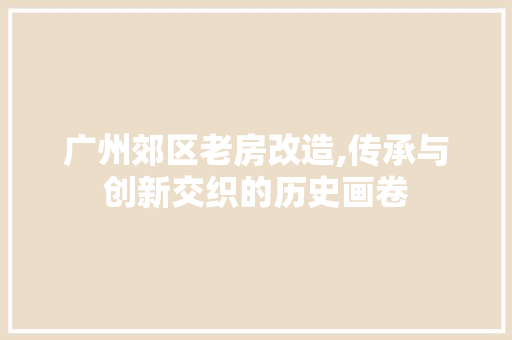 广州郊区老房改造,传承与创新交织的历史画卷