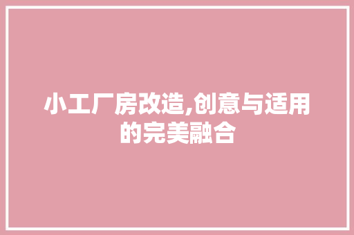 小工厂房改造,创意与适用的完美融合