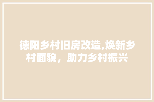 德阳乡村旧房改造,焕新乡村面貌，助力乡村振兴