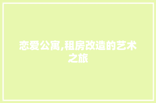 恋爱公寓,租房改造的艺术之旅
