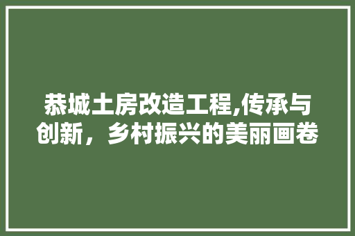 恭城土房改造工程,传承与创新，乡村振兴的美丽画卷