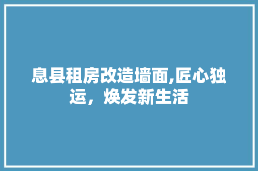 息县租房改造墙面,匠心独运，焕发新生活