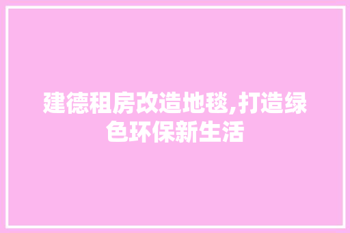 建德租房改造地毯,打造绿色环保新生活
