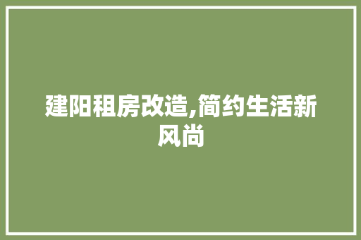 建阳租房改造,简约生活新风尚