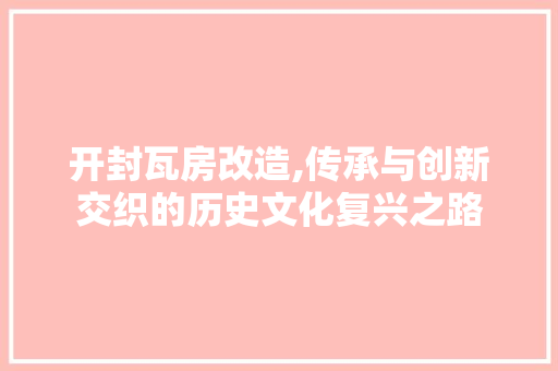 开封瓦房改造,传承与创新交织的历史文化复兴之路