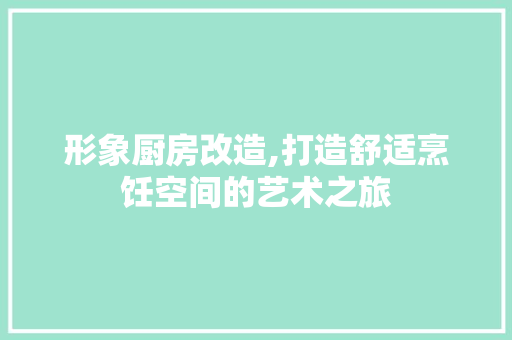 形象厨房改造,打造舒适烹饪空间的艺术之旅