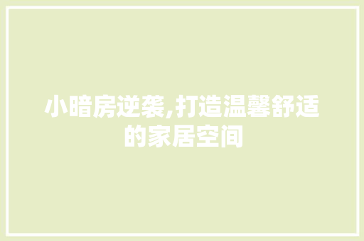 小暗房逆袭,打造温馨舒适的家居空间