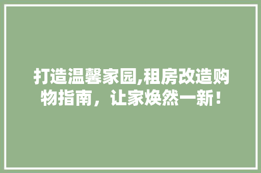 打造温馨家园,租房改造购物指南，让家焕然一新！