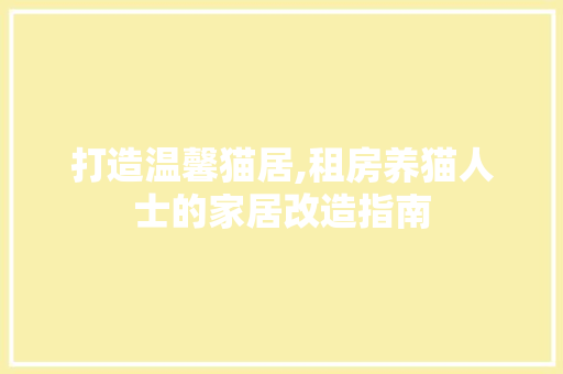 打造温馨猫居,租房养猫人士的家居改造指南