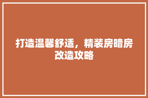 打造温馨舒适，精装房暗房改造攻略