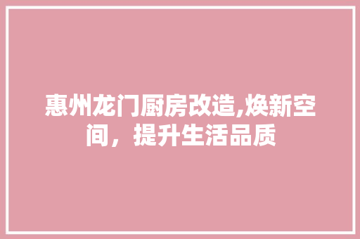 惠州龙门厨房改造,焕新空间，提升生活品质