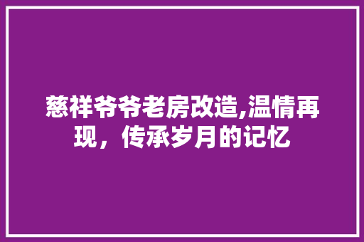 慈祥爷爷老房改造,温情再现，传承岁月的记忆