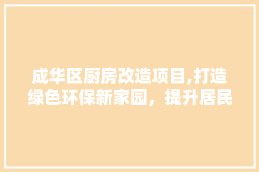 成华区厨房改造项目,打造绿色环保新家园，提升居民生活品质