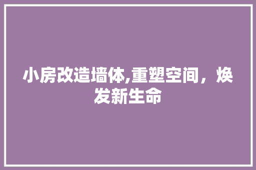小房改造墙体,重塑空间，焕发新生命