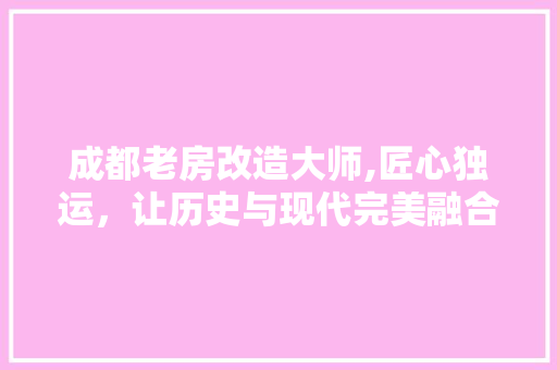 成都老房改造大师,匠心独运，让历史与现代完美融合