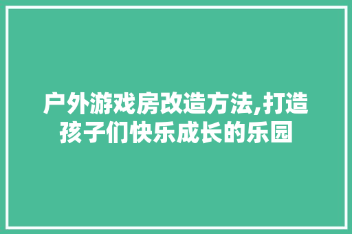 户外游戏房改造方法,打造孩子们快乐成长的乐园