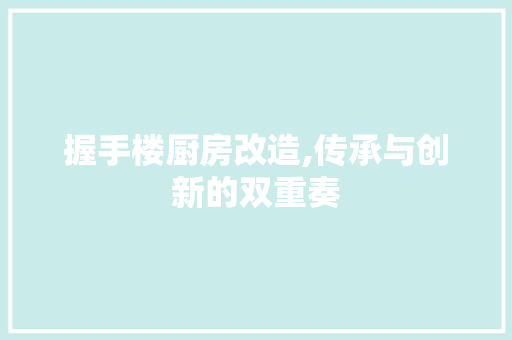 握手楼厨房改造,传承与创新的双重奏