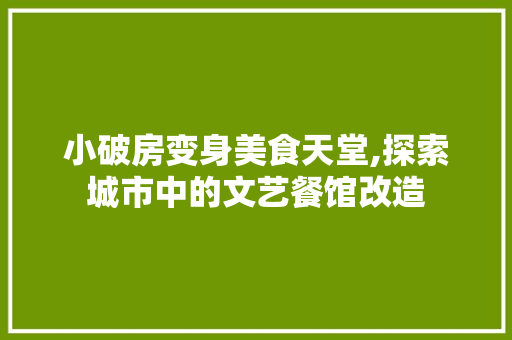 小破房变身美食天堂,探索城市中的文艺餐馆改造