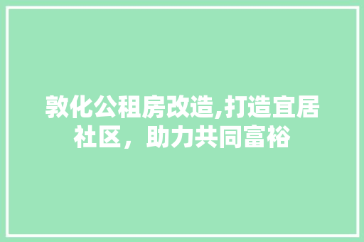敦化公租房改造,打造宜居社区，助力共同富裕