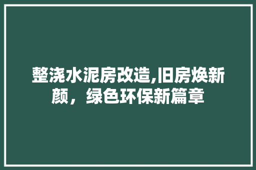 整浇水泥房改造,旧房焕新颜，绿色环保新篇章