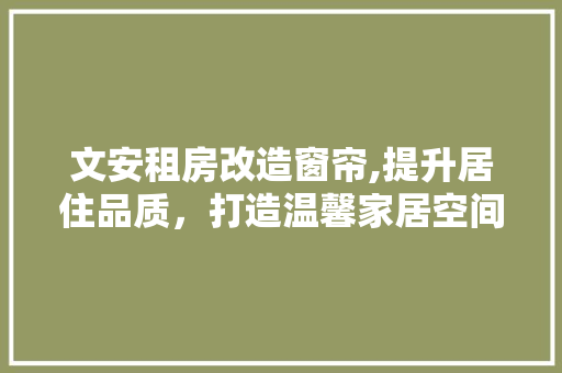 文安租房改造窗帘,提升居住品质，打造温馨家居空间