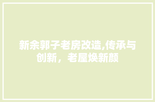 新余郭子老房改造,传承与创新，老屋焕新颜
