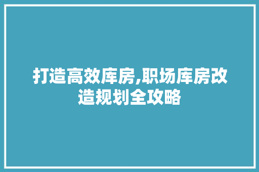 打造高效库房,职场库房改造规划全攻略