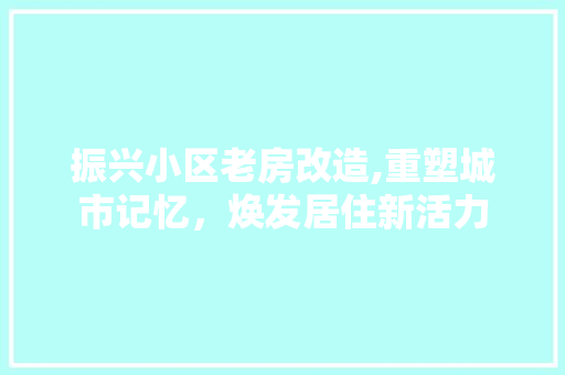振兴小区老房改造,重塑城市记忆，焕发居住新活力