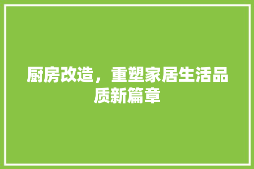 厨房改造，重塑家居生活品质新篇章