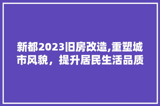 新都2023旧房改造,重塑城市风貌，提升居民生活品质