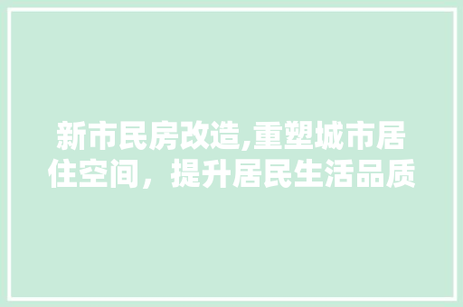 新市民房改造,重塑城市居住空间，提升居民生活品质