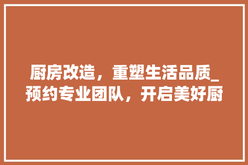 厨房改造，重塑生活品质_预约专业团队，开启美好厨房之旅