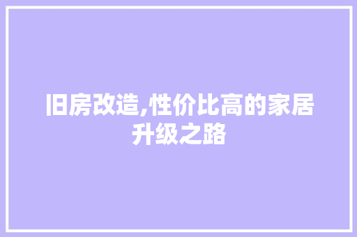 旧房改造,性价比高的家居升级之路