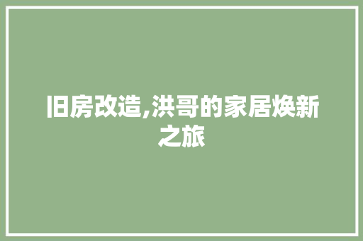 旧房改造,洪哥的家居焕新之旅