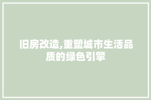 旧房改造,重塑城市生活品质的绿色引擎