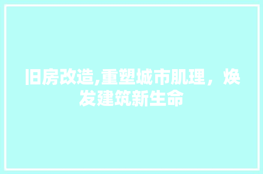 旧房改造,重塑城市肌理，焕发建筑新生命